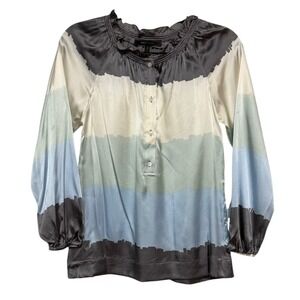 BCBGMaxAzria Quiet Luxury Silk Blouse Women Size Small Parisian Chic Retro Mod